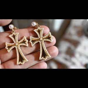 Beaded cross earrings